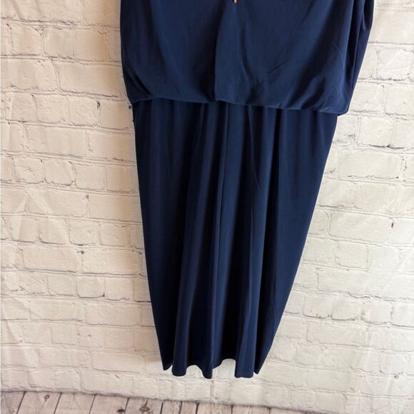 MISA Los Angeles Teget Draped Mini Cocktail Dress Navy - Picture 12 of 15